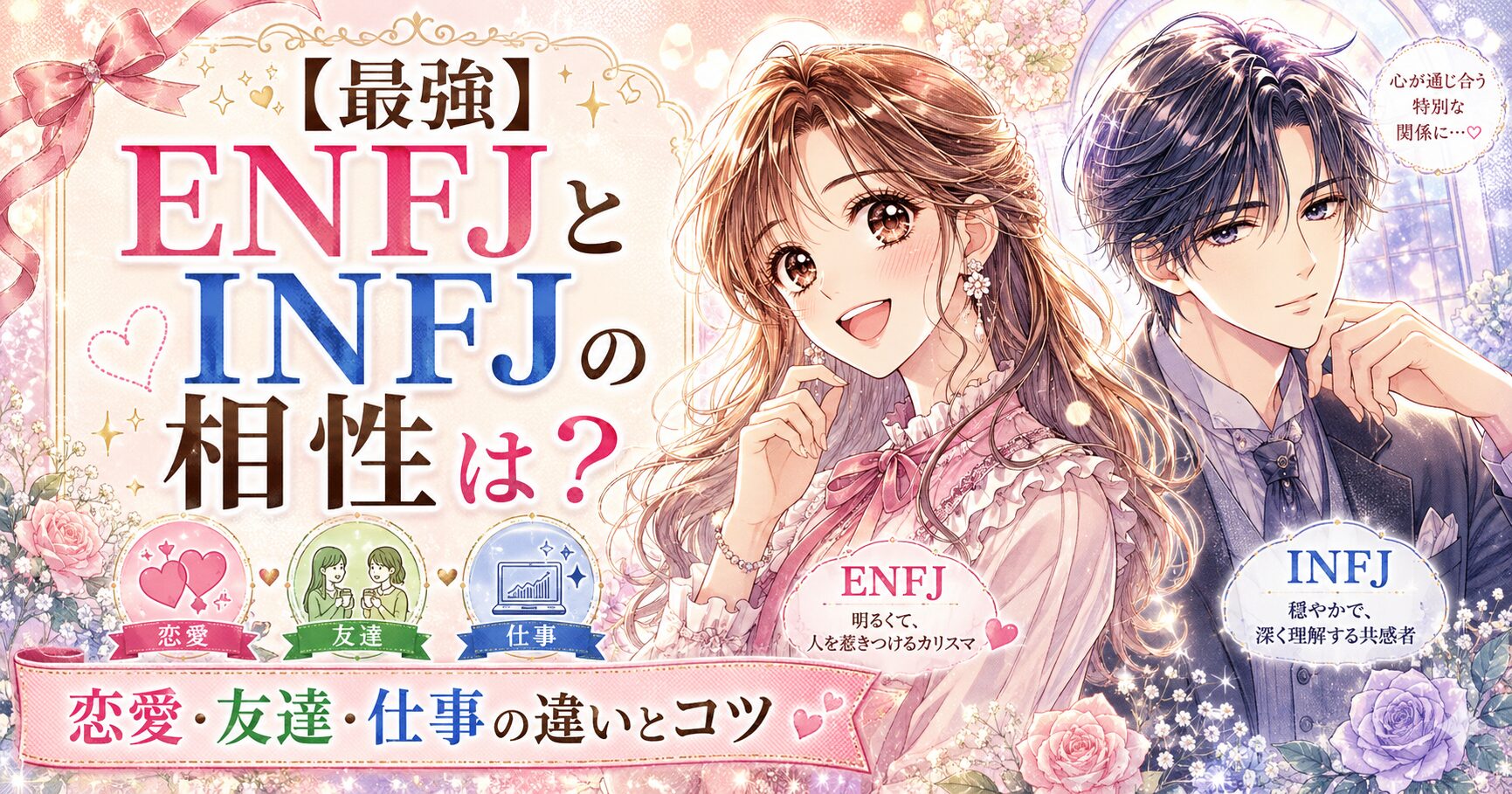 【最強】ENFJとINFJの相性は?恋愛・友達・仕事の違いとコツ